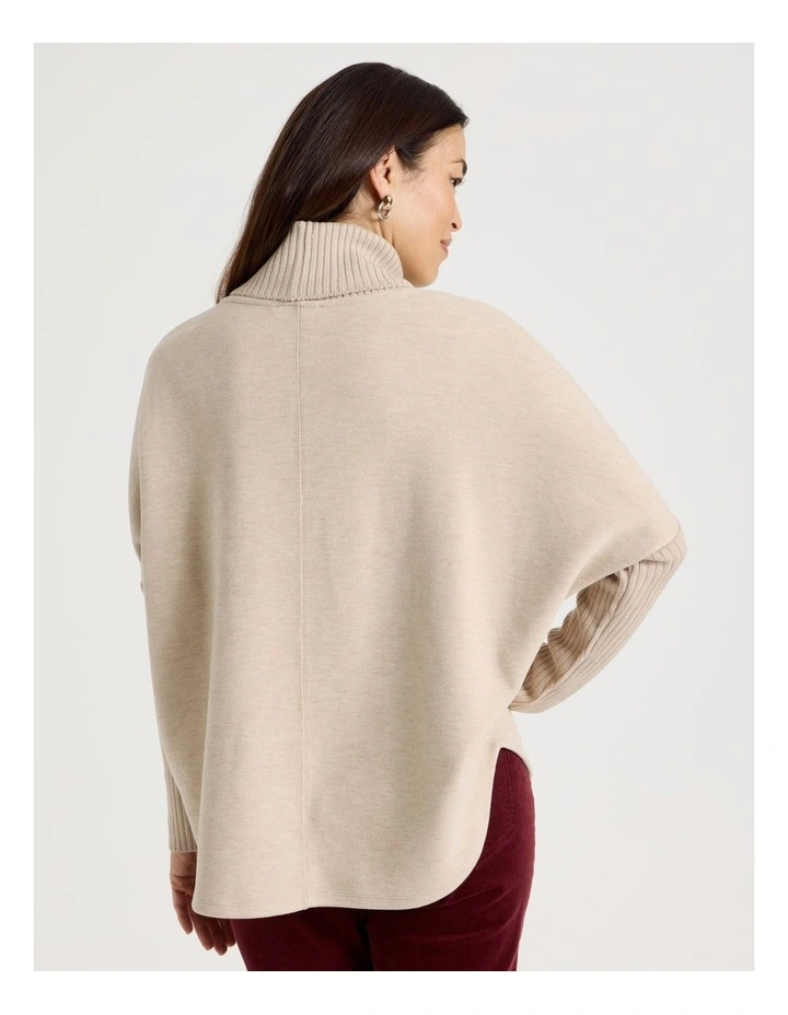 Rib Sleeve Circle Sweat in Oatmeal image 6