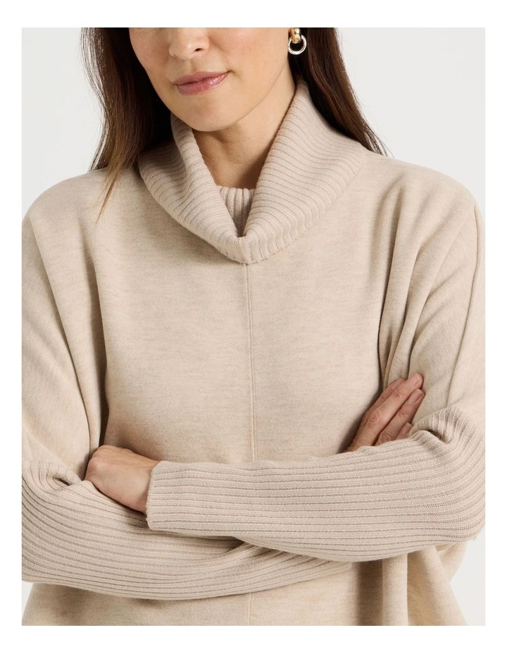 Rib Sleeve Circle Sweat in Oatmeal image 7