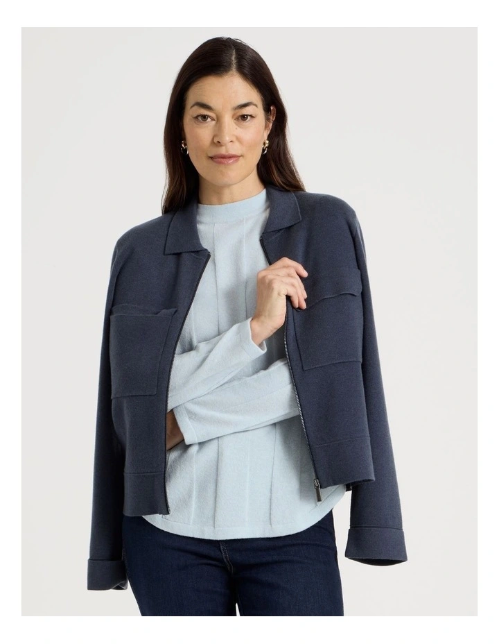 Wide Rib Jumper With Curved Hem in Ice Blue image 1