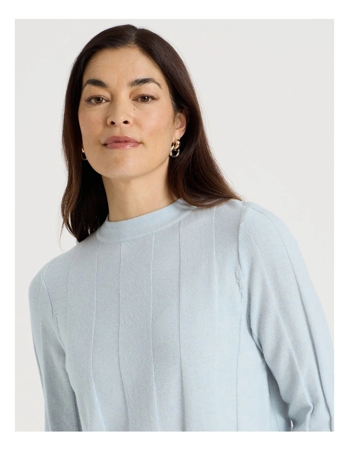 Wide Rib Jumper With Curved Hem in Ice Blue image 4