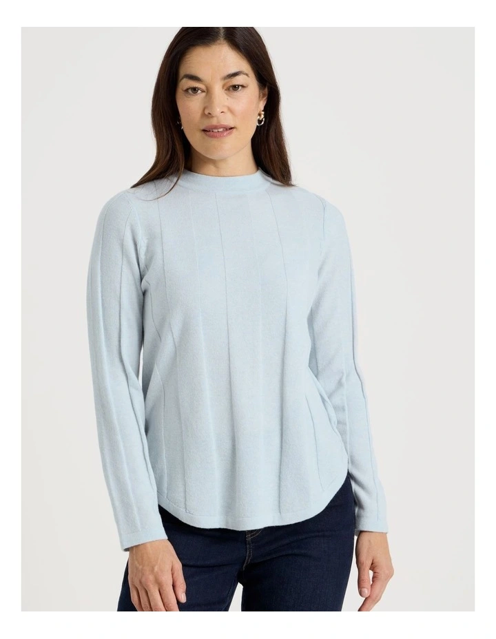 Wide Rib Jumper With Curved Hem in Ice Blue image 5