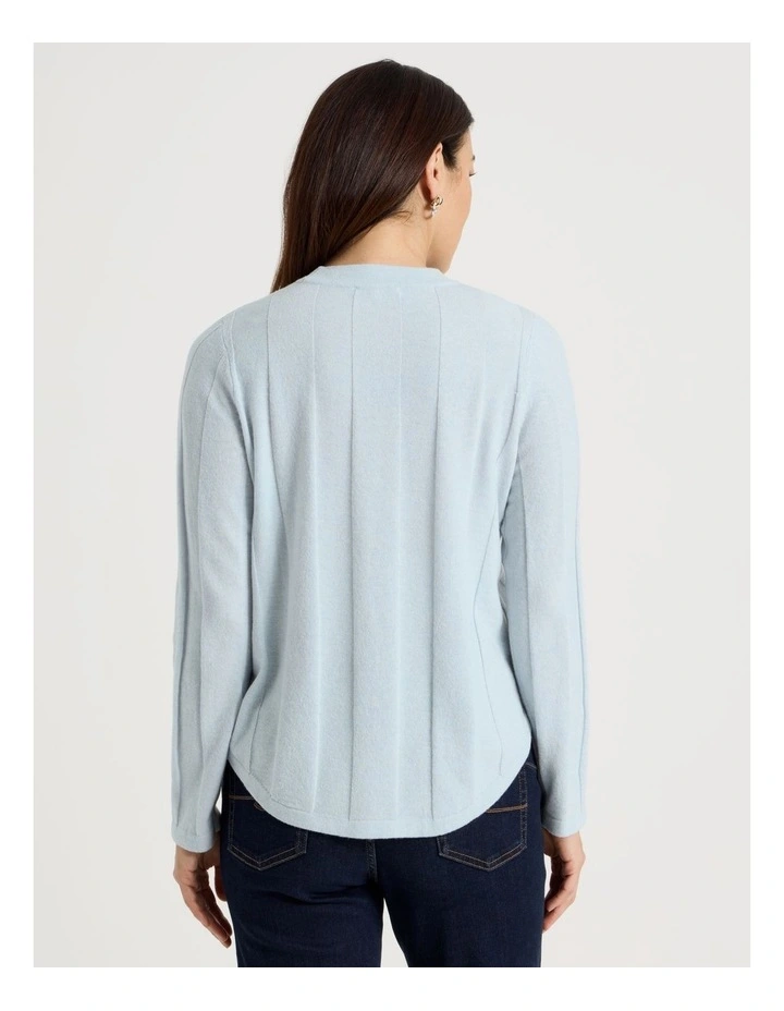 Wide Rib Jumper With Curved Hem in Ice Blue image 6