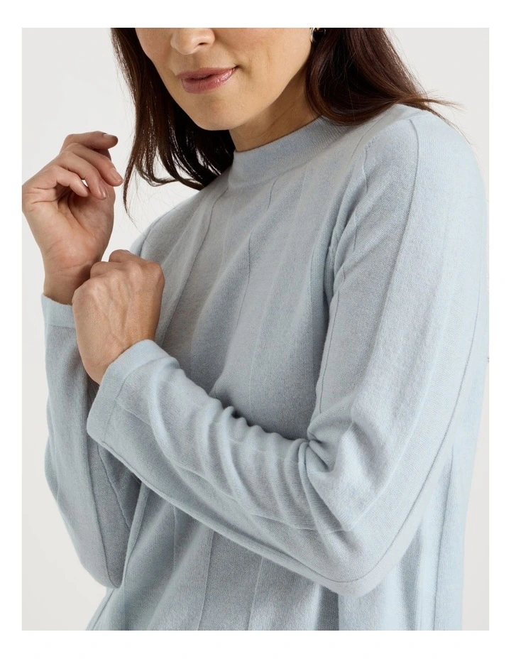 Wide Rib Jumper With Curved Hem in Ice Blue image 7