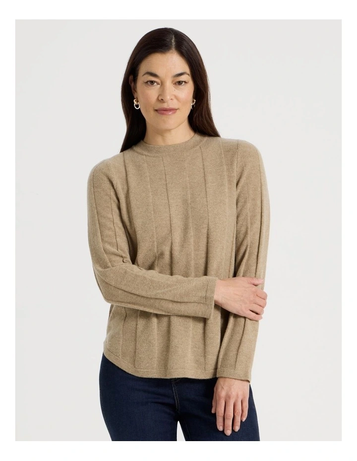 Wide Rib Jumper With Curved Hem in Latte image 1