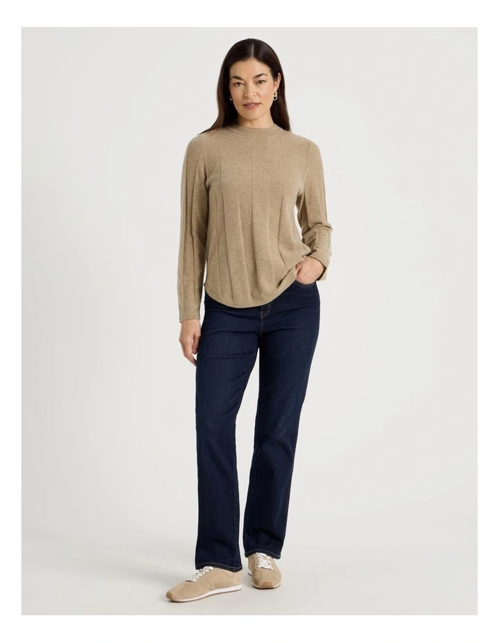 Wide Rib Jumper With Curved Hem in Latte image 2