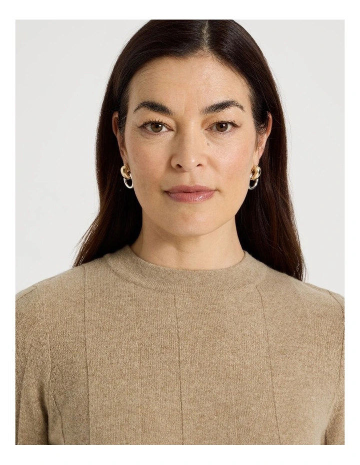 Wide Rib Jumper With Curved Hem in Latte image 4