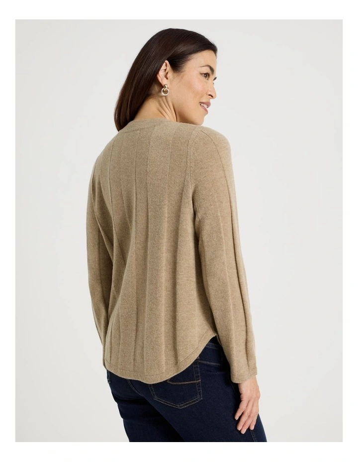 Wide Rib Jumper With Curved Hem in Latte image 6