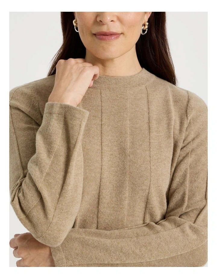 Wide Rib Jumper With Curved Hem in Latte image 7