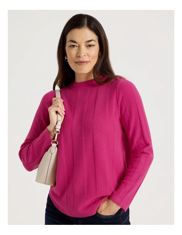 Wide Rib Jumper With Curved Hem in Lipstick image 1