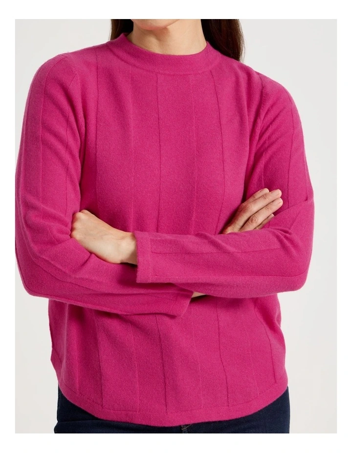 Wide Rib Jumper With Curved Hem in Lipstick image 2