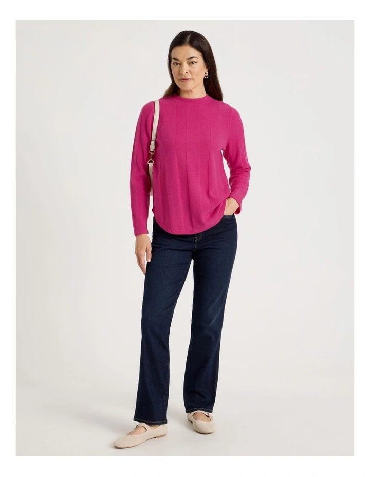 Wide Rib Jumper With Curved Hem in Lipstick image 3