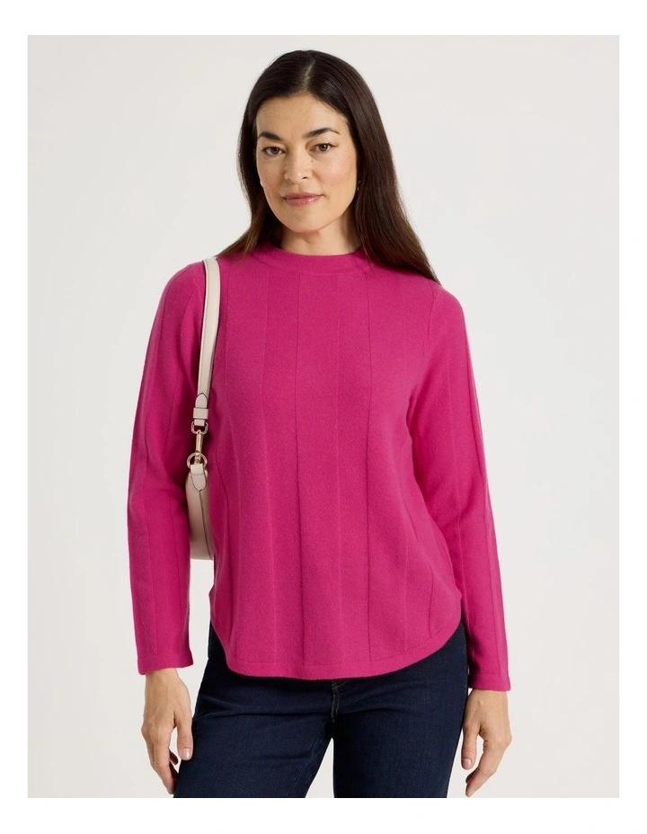 Wide Rib Jumper With Curved Hem in Lipstick image 4