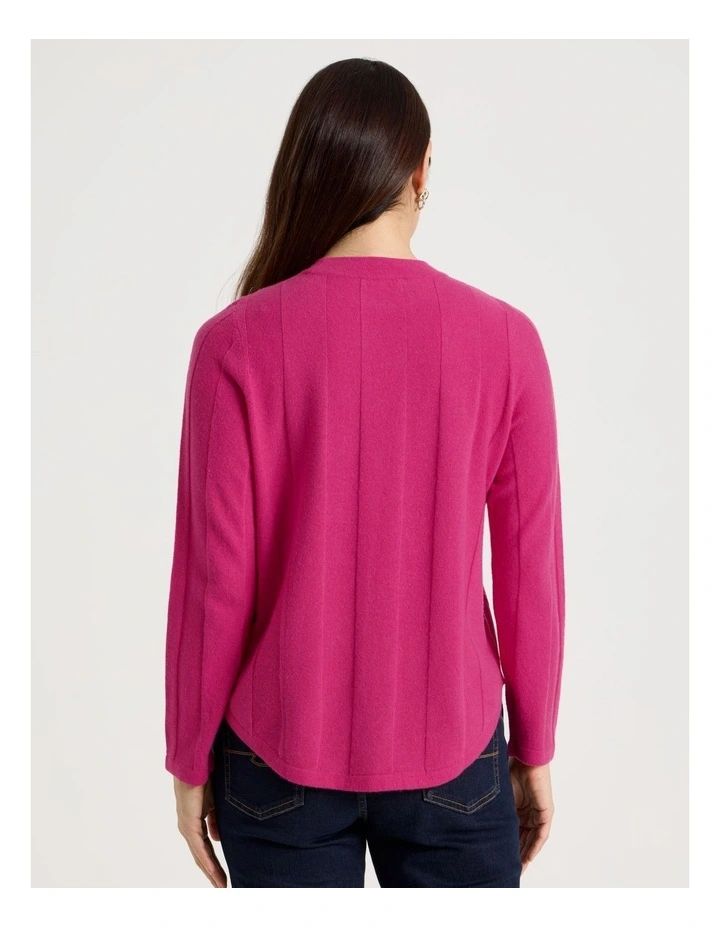 Wide Rib Jumper With Curved Hem in Lipstick image 6