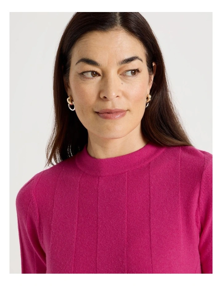 Wide Rib Jumper With Curved Hem in Lipstick image 7