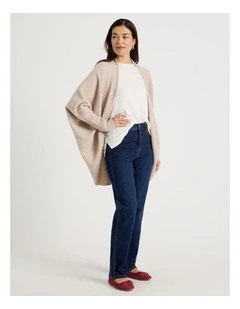 Cocoon Cardigan With Rib Sleeve in Oatmeal