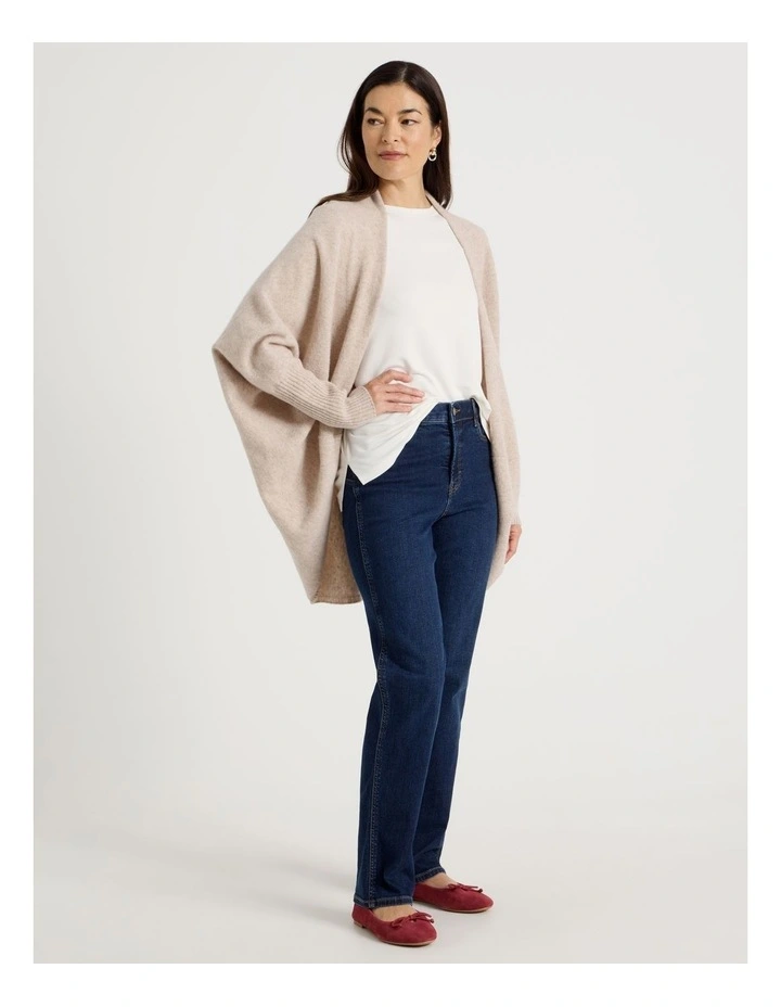 Cocoon Cardigan With Rib Sleeve in Oatmeal image 1