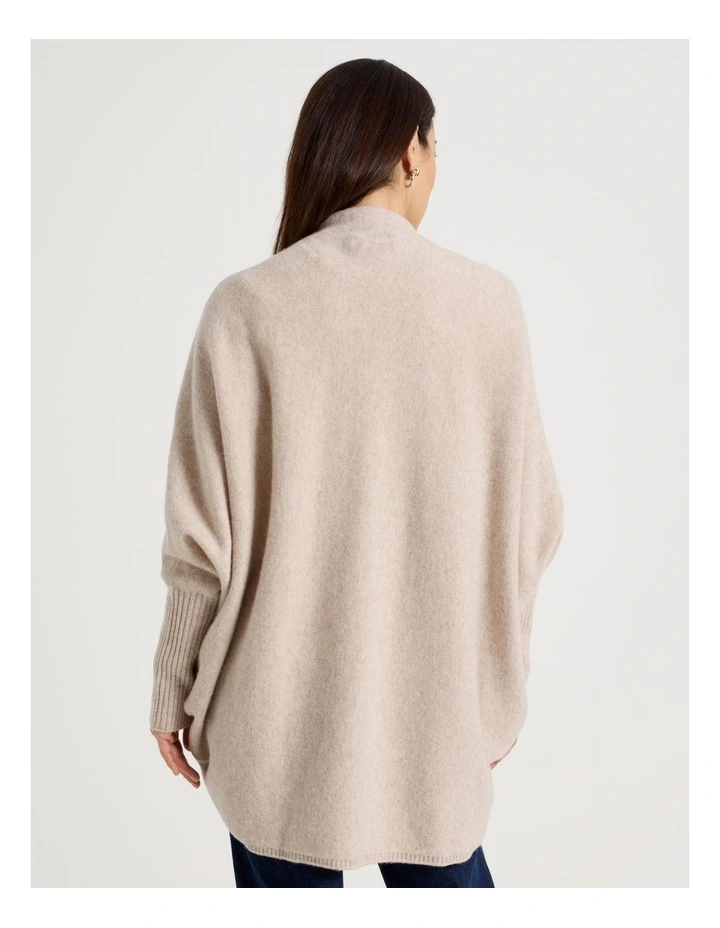 Cocoon Cardigan With Rib Sleeve in Oatmeal image 6