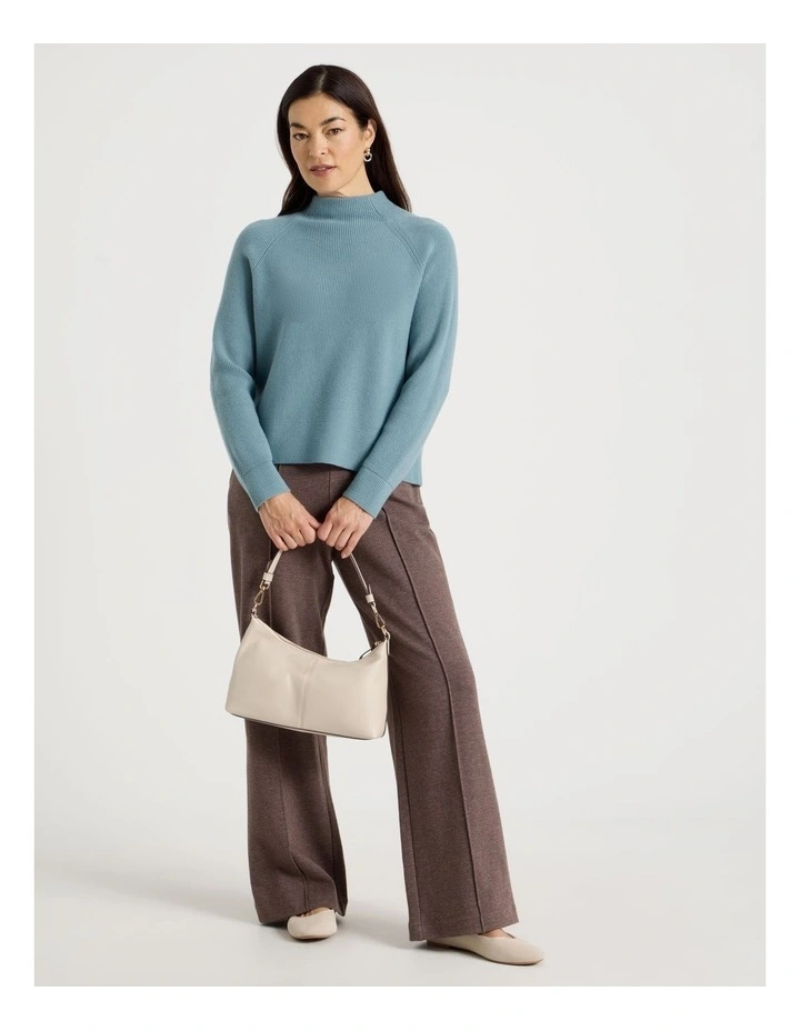 Stand Collar Raglan Sleeve Jumper in Dusty Blue image 2