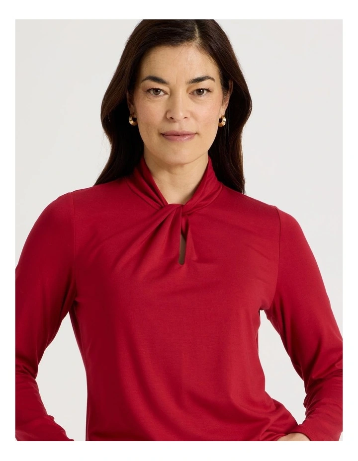 Knot Neck Tee in Red image 2