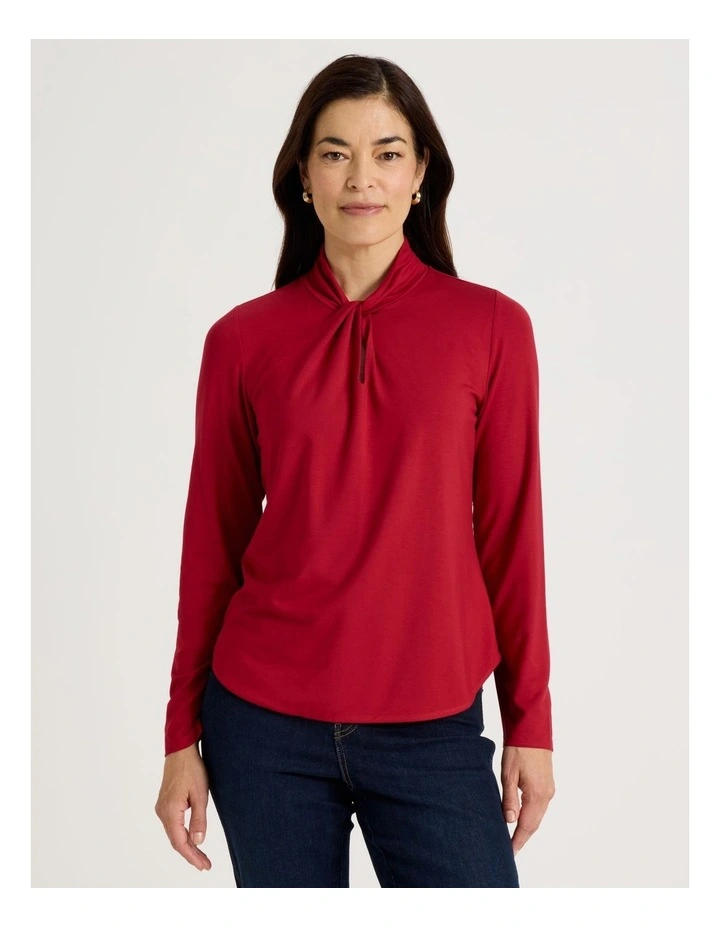 Knot Neck Tee in Red image 5