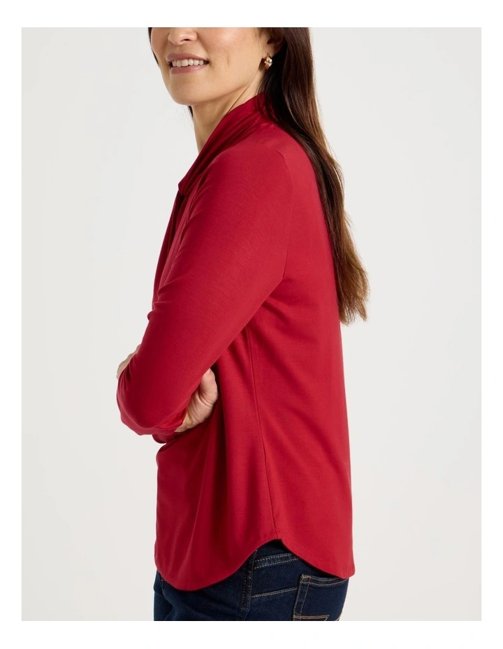 Knot Neck Tee in Red image 7