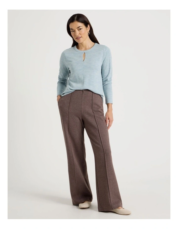 Keyhole Neck Long Sleeve Tee in Soft Blue image 2