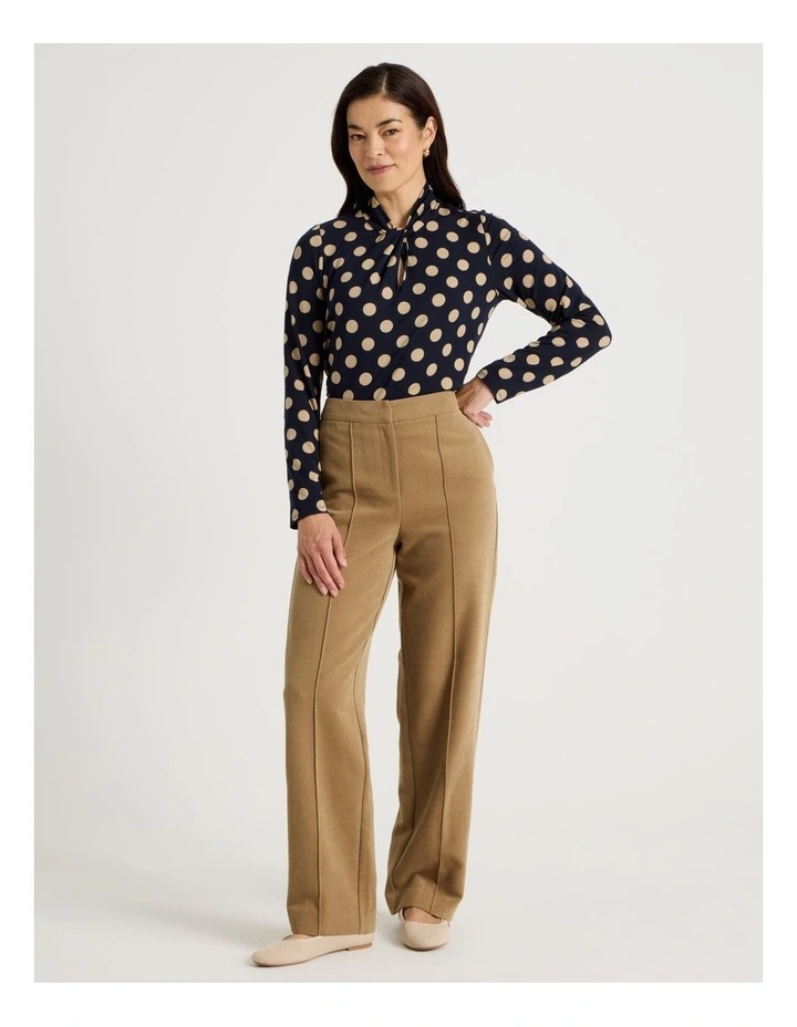 Knot Neck Tee in Navy and Neutral Spot Print image 2