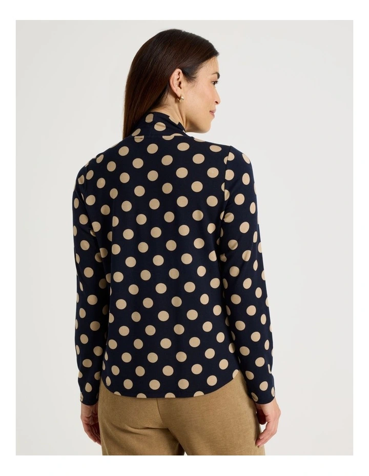 Knot Neck Tee in Navy and Neutral Spot Print image 6