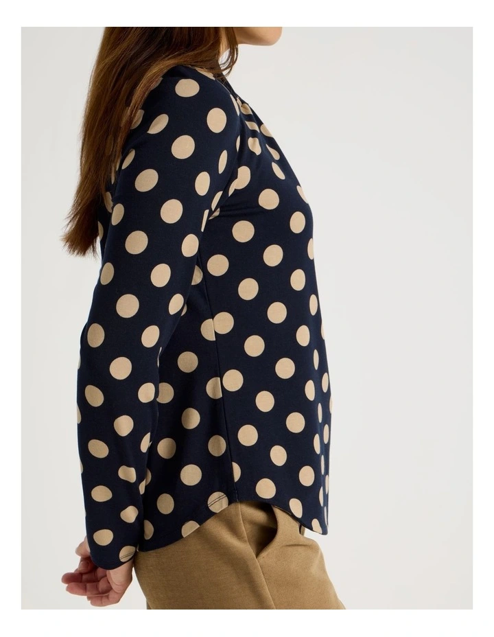 Knot Neck Tee in Navy and Neutral Spot Print image 7
