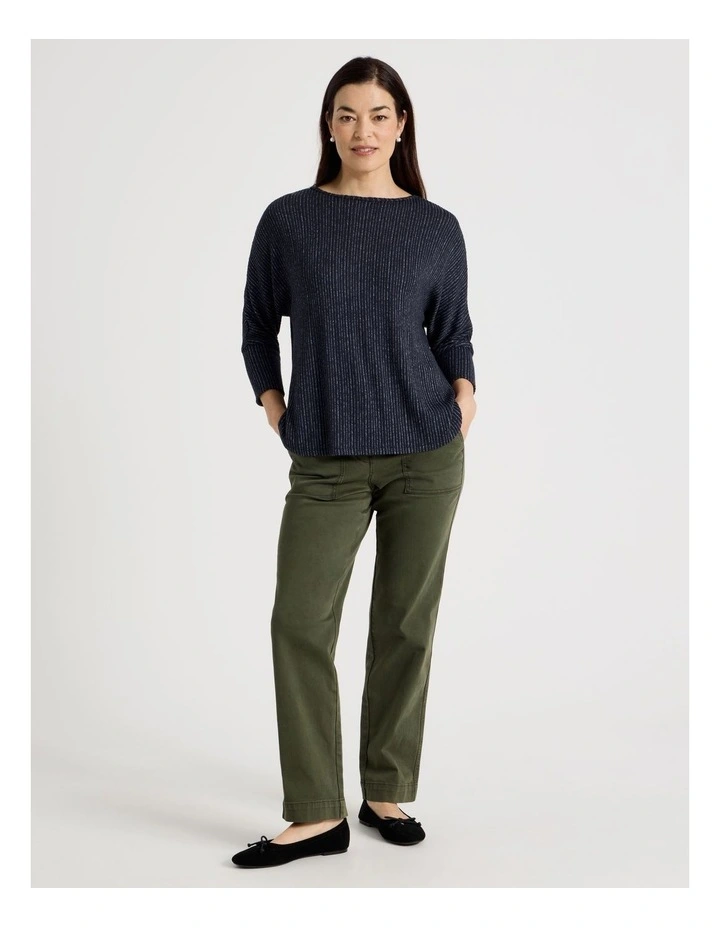 Fancy Knit Magyar Sleeve Tee In Navy/ Blue image 2