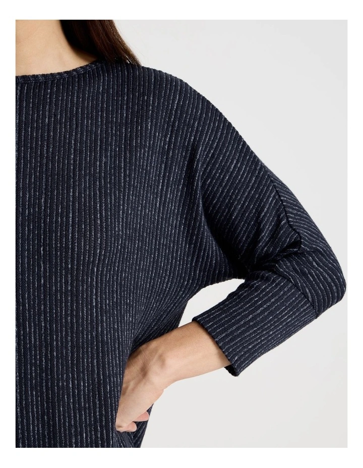 Fancy Knit Magyar Sleeve Tee In Navy/ Blue image 4