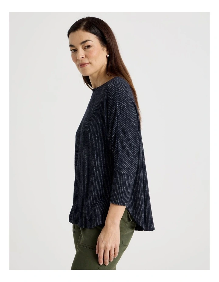 Fancy Knit Magyar Sleeve Tee In Navy/ Blue image 5