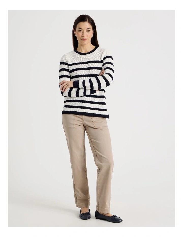 Fancy Knit Long Sleeve Breton Stripe Jumper In Navy/ Ivory image 2
