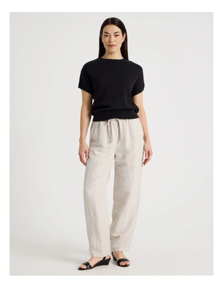 Extended Sleeve Knit Top With Fancy Knit Sleeves in Black image 2