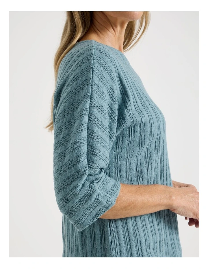 Fancy Knit 3/4 Sleeve Magyar Tee in Slate image 4