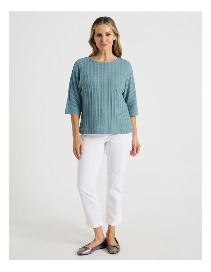 Fancy Knit 3/4 Sleeve Magyar Tee in Slate image 5