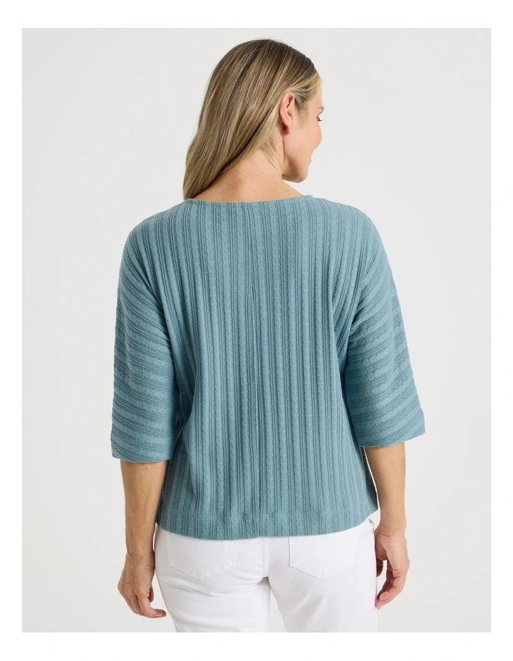 Fancy Knit 3/4 Sleeve Magyar Tee in Slate image 6