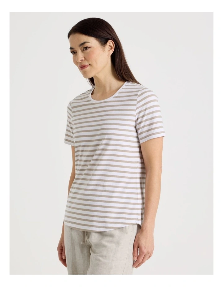 Wardrobe Staple Short Sleeve Tee in Neutral/White Stripe image 2