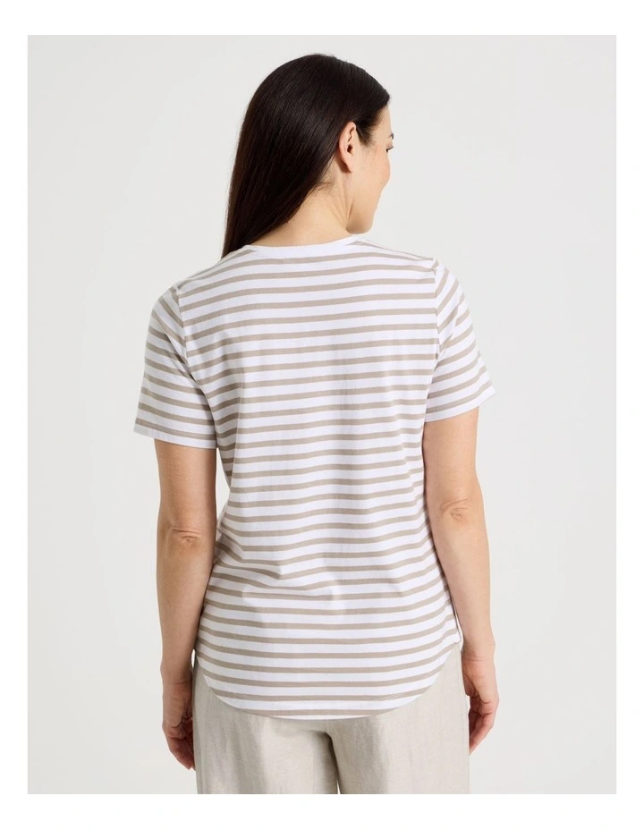 Wardrobe Staple Short Sleeve Tee in Neutral/White Stripe image 6
