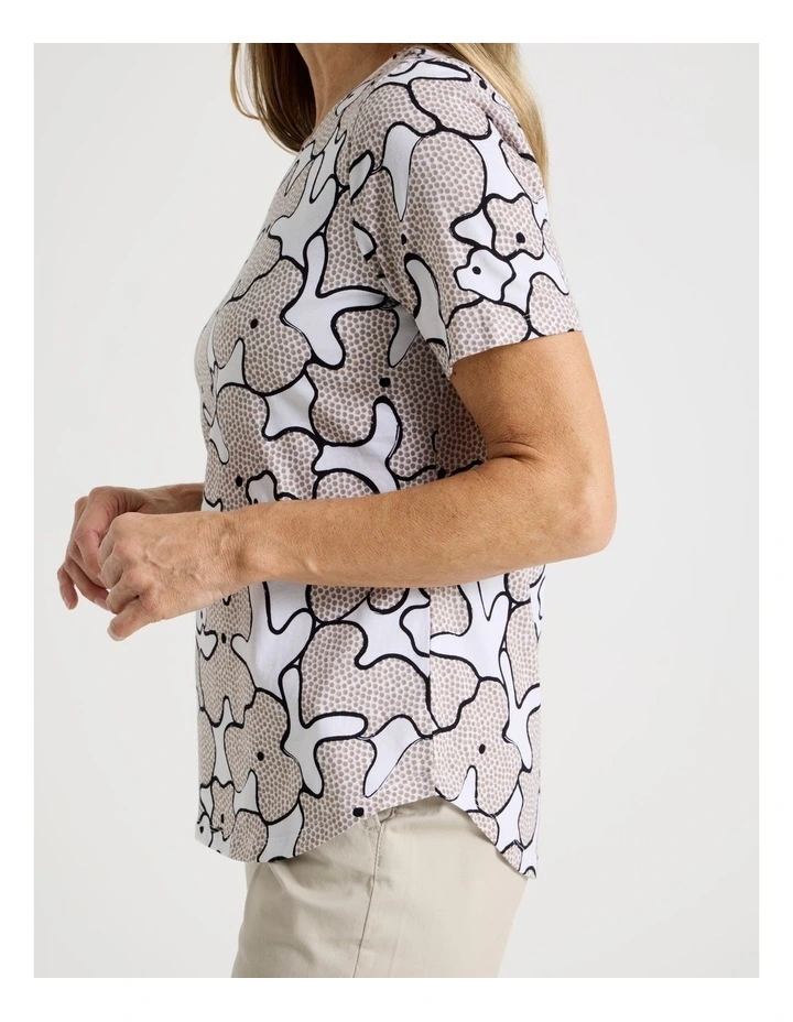 Wardrobe Staple Short Sleeve Tee in White/Neutral Spot Abstract Floral image 2