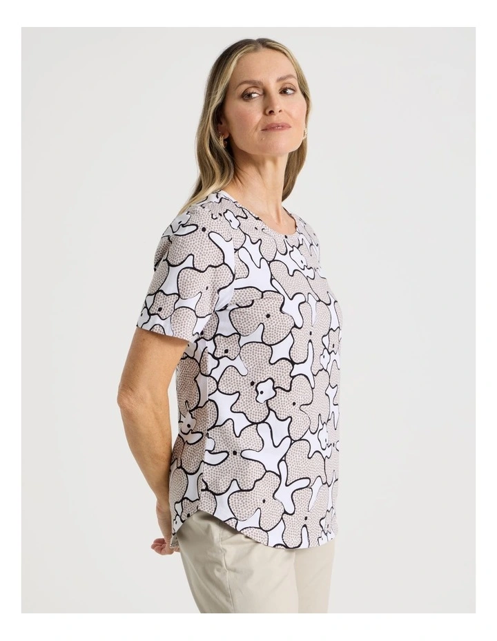 Wardrobe Staple Short Sleeve Tee in White/Neutral Spot Abstract Floral image 5