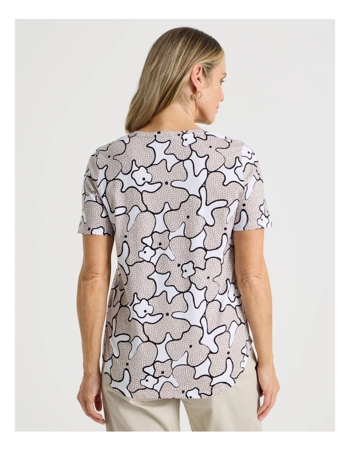 Wardrobe Staple Short Sleeve Tee in White/Neutral Spot Abstract Floral image 6