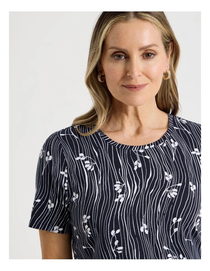 Wardrobe Staple Short Sleeve Tee in Blue/White Wavy Stripe/Floral image 5