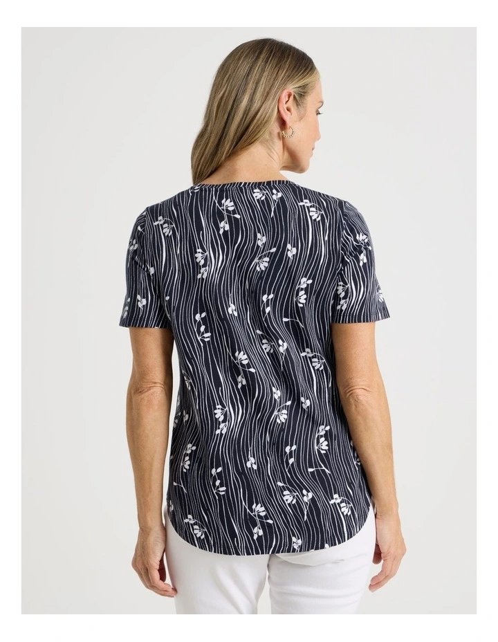 Wardrobe Staple Short Sleeve Tee in Blue/White Wavy Stripe/Floral image 6