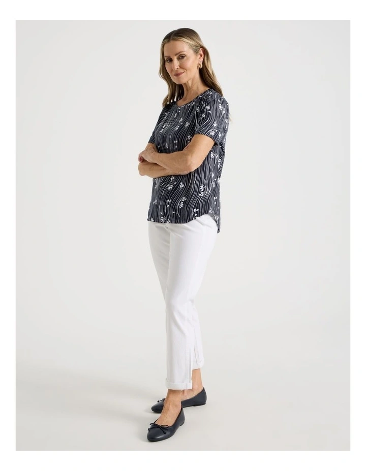Wardrobe Staple Short Sleeve Tee in Blue/White Wavy Stripe/Floral image 7