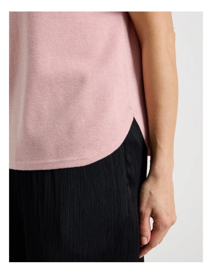 Fully Fashioned Short Drop Shoulder Top in Chalk Pink Lurex image 7