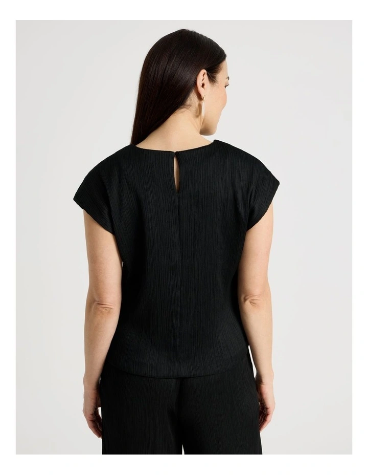 Sleeveless Plisse Top in Black image 5