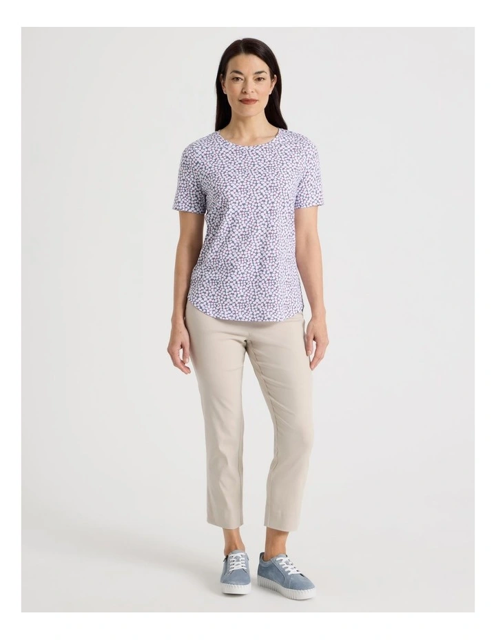 Wardrobe Staple Short Sleeve Tee in White/Pink/Navy Mini Geo Floral image 2