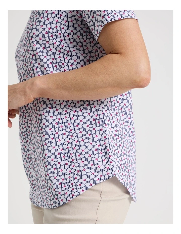 Wardrobe Staple Short Sleeve Tee in White/Pink/Navy Mini Geo Floral image 4