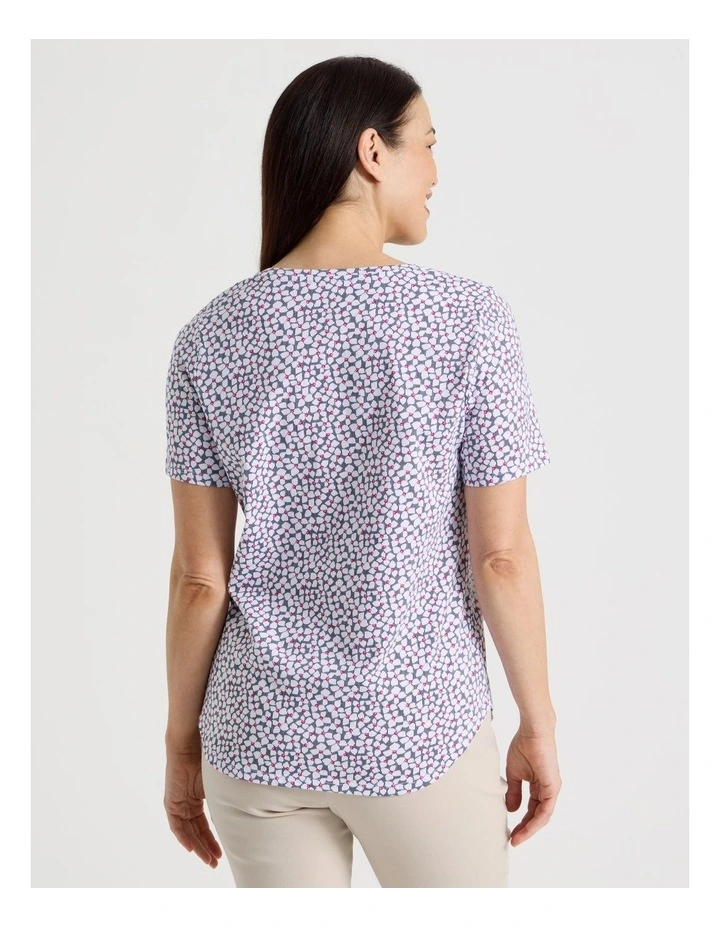 Wardrobe Staple Short Sleeve Tee in White/Pink/Navy Mini Geo Floral image 6